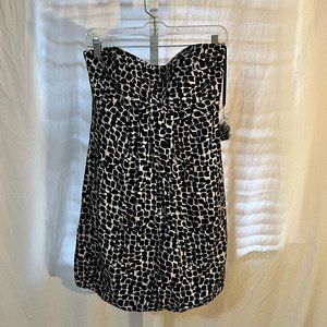 WHBM Womens Size 0 Mini Dress Silk Removable Strap for strapless B&W Bubble Hem